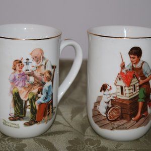 Norman Rockwell Set of 2 Coffee Mugs Toys